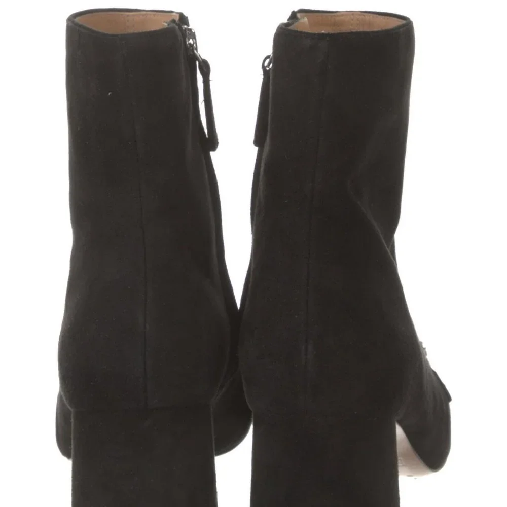 MARC JACOBS Jeweled Embellished Chain Suede Ankle Block Heel Black Booties 7 37
